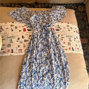 Rebecca Taylor Blue Floral Ruffle Dress